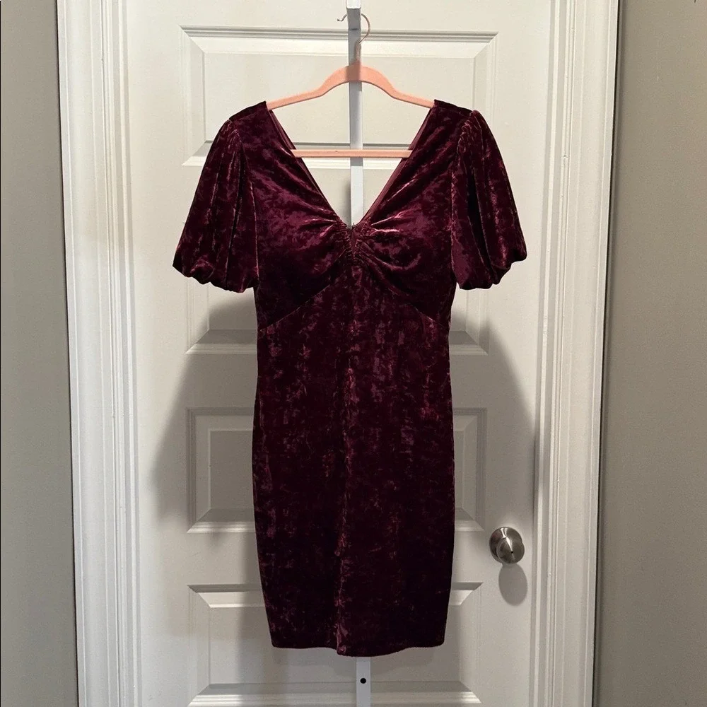Guess Burgundy Velvet Mini Dress Size 4‎ NWOT Whimsigoth Party Cocktail Glam